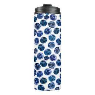 Waterverf geïllustreerd blauwbes-setpatroon thermosbeker