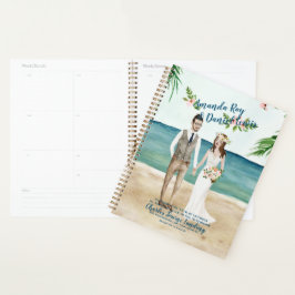 Waterverf geïllustreerd strand bruiloft planner