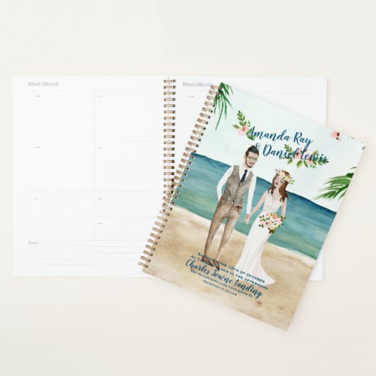 Waterverf geïllustreerd strand bruiloft planner (Display)