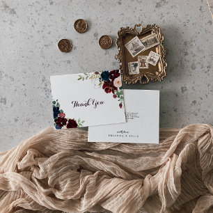 Waterverf Geïllustreerde Herfst Floral Flat Weddin Bedankkaart