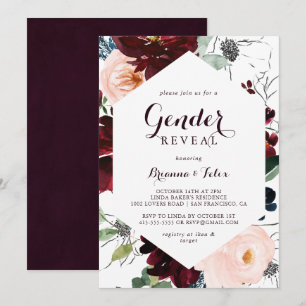 Waterverf Geïllustreerde Herfst Gender Reveal Part Kaart