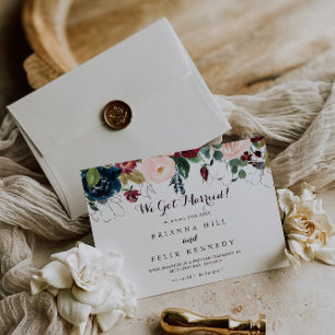 Waterverf Geïllustreerde Herfst Kalligrafie Elopem Aankondiging