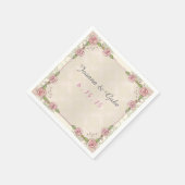 Waterverf geïllustreerde roze rozen bruiloft serve servet (Hoek)