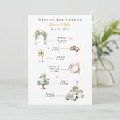 Waterverf Geïllustreerde trouwdag tijdlijn Programma (Staand voorkant)