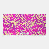 Waterverf Geïnspireerd Hot Pink Rozen Pattern Bureaumat (Voorkant)