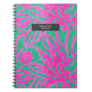 Waterverf geïnspireerde roze Aqua Damask Floral Pl Notitieboek