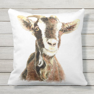 Waterverf Geitenvlees Dierlijke kunst Buitenkussen