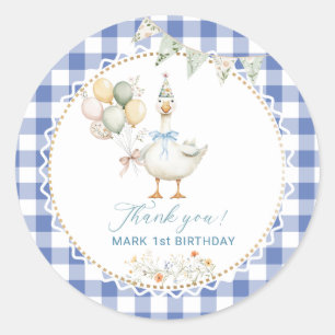 Waterverf Gekke gans verjaardagsfeestje Ronde Sticker