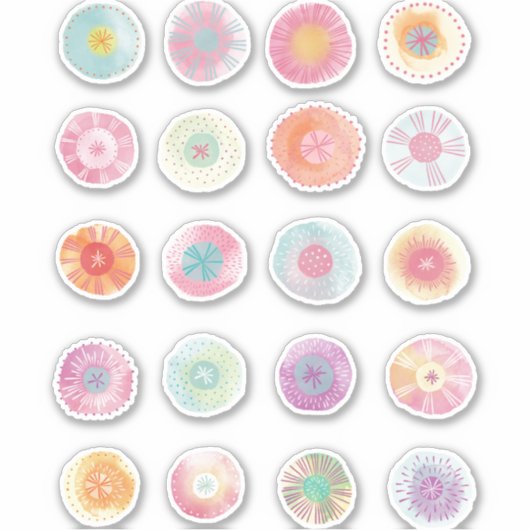 Waterverf gekleurde cirkelventiel Abstract Sticker (Voorkant)