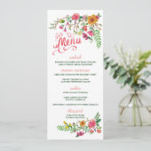 Waterverf gekleurde Floral Wedding Menu-kaarten Menu (Staand voorkant)