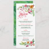 Waterverf gekleurde Floral Wedding Menu-kaarten Menu (Voorkant / Achterkant)