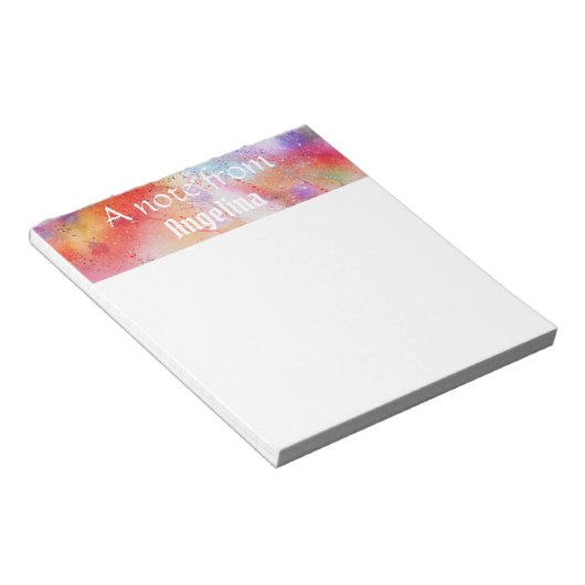 Waterverf gekleurde splash witte thypografie notitieblok (Schuin)