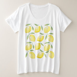 Waterverf gele citroenen grote maat t-shirt