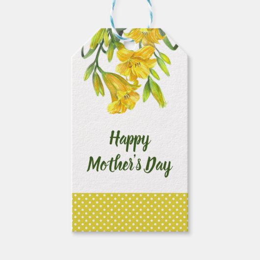 Waterverf Gele dag Lilies Cadeaulabel (Voorkant)