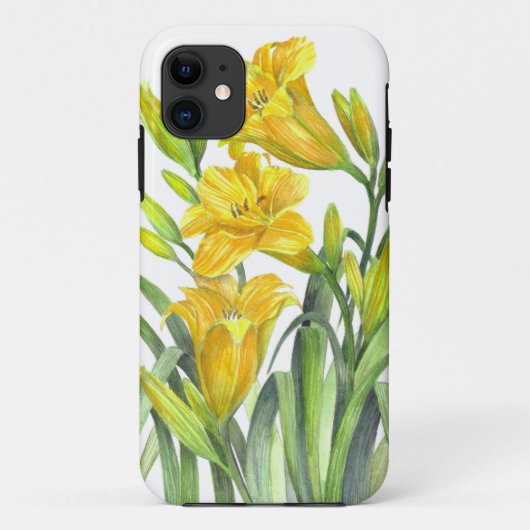 Waterverf Gele Dag Lilies Floral Art Case-Mate iPhone Case (Achterkant)