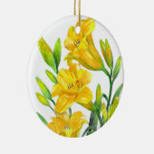 Waterverf Gele Dag Lilies Floral Art Keramisch Ornament (Rechts)