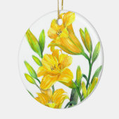 Waterverf Gele Dag Lilies Floral Art Keramisch Ornament (Links)