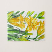 Waterverf Gele Dag Lilies Floral Illustration Legpuzzel (Horizontaal)