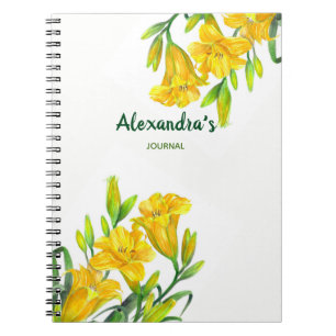 Waterverf Gele Dag Lilies Floral Illustration Notitieboek