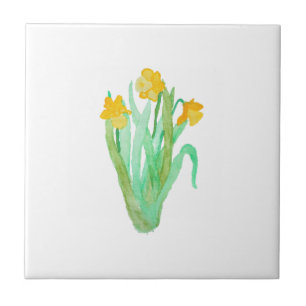 Waterverf gele hand geschilderd daffodil tegeltje