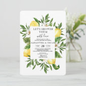 Waterverf Gele leemons & Leaf Lijst Kaart (Staand voorkant)