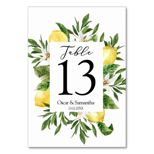 Waterverf Gele leemons & Leaf Lijst Kaart (Voorkant)