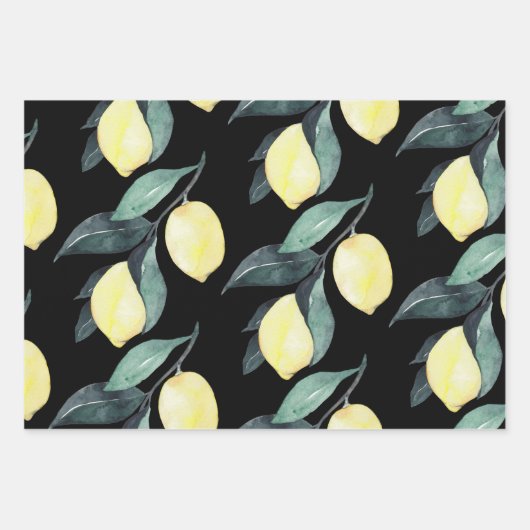 Waterverf gele leemons naadloos patroon inpakpapier vel (Voorkant 3)