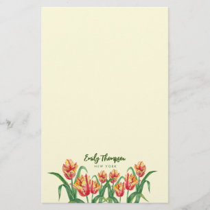 Waterverf Gele Papegaai Tulpen Bloemstuk Briefpapier