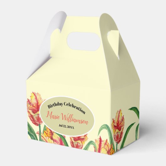 Waterverf gele papegaaiachtigen bedankdoosjes (Achterkant)