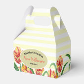 Waterverf gele papegaaien Tulp beige witte strepen Bedankdoosjes (Achterkant)