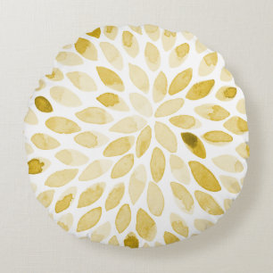 Waterverf gele penseelstreken rond kussen