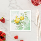 Waterverf Gele roodroos Natuur Ventilator Servet (Insitu)