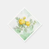 Waterverf Gele roodroos Natuur Ventilator Servet (Hoek)