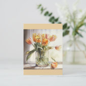Waterverf gele tulpen briefkaart (Staand voorkant)