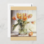 Waterverf gele tulpen briefkaart (Voorkant / Achterkant)