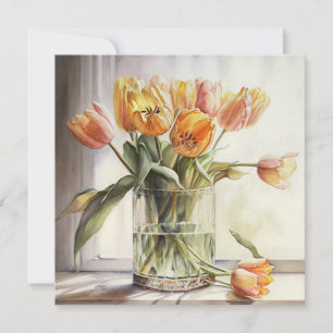 Waterverf gele tulpen kaart