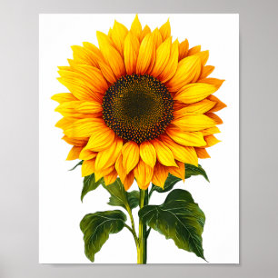 Waterverf gele zonnebloem botanische tuin zomer poster