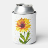 Waterverf gele zonnebloem natuur blikjeskoeler (Blikje Voorkant)