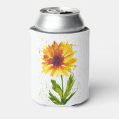 Waterverf gele zonnebloem natuur blikjeskoeler (Blikje Achterkant)