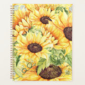 Waterverf Gele Zonnebloemen Greenery Planner (Voorkant)