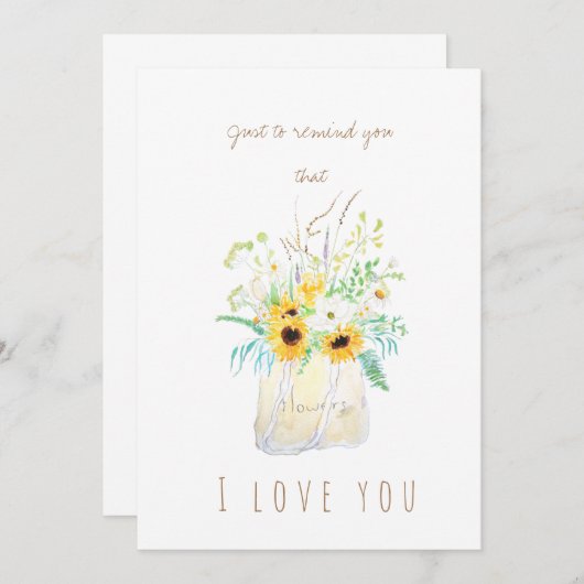 waterverf gele zonnebloempitten wenskaart kaart (Voorkant / Achterkant)