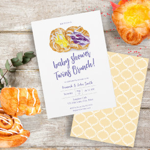 Waterverf Gelei Deense Tweeling Baby Brunch Kaart