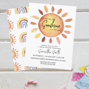 Waterverf Gelukkige Gele Zonneschijn Baby Shower Kaart