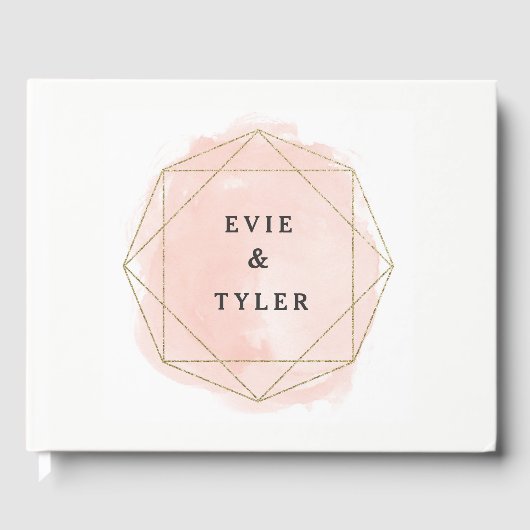 Waterverf Gem bruiloft gastenboek faux glitter (Voorkant)