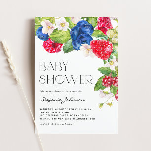 Waterverf gemengd Baby shower zomerbessen Kaart