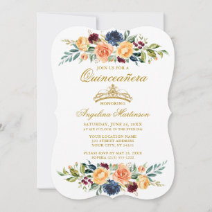 Waterverf Gemengd Floral Greenery Quinceanera Kaart