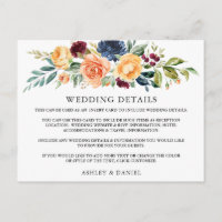 Waterverf gemengde Floral Wedding Details Kaart