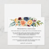 Waterverf gemengde Floral Wedding Details Kaart (Voorkant / Achterkant)