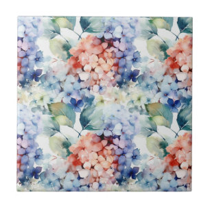 Waterverf Gemengde Kleur Hydrangea Flowers Tegeltje