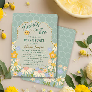 Waterverf genderneutraal Mama naar Bee baby shower Kaart